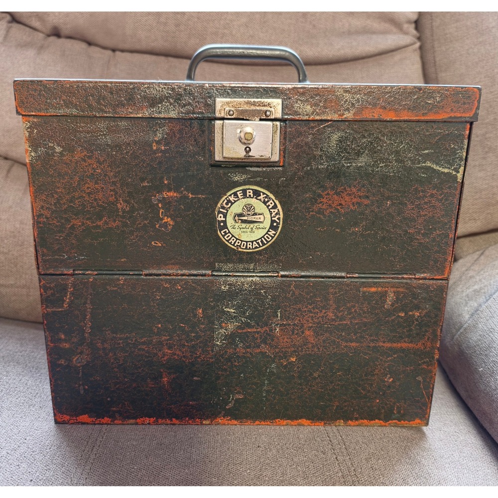 Vintage Picker X-Ray Corp Metal Record Chest Yawman Erbe Industrial Box NO Keys